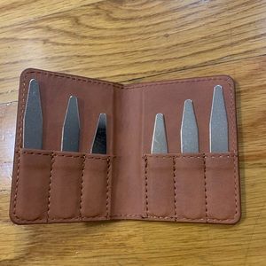 Collar Stays in Leather Case